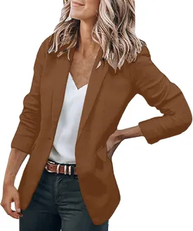 2023 Blazer Jackets for Women Open Front Suit Coats Long Sleeve Casual Work Office Blazers Trendy Business Dress Cardigan