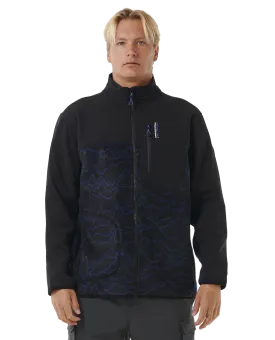 Anti-Series Search Zip Fleece Jacket in Black & Berry