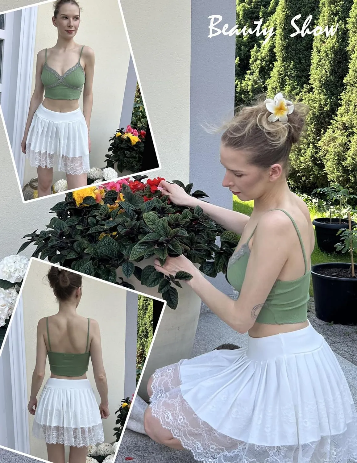 Avidlove Womens Pleated Skirt Lace Mini Skirts Sexy High Waist Short Going Out Skirt