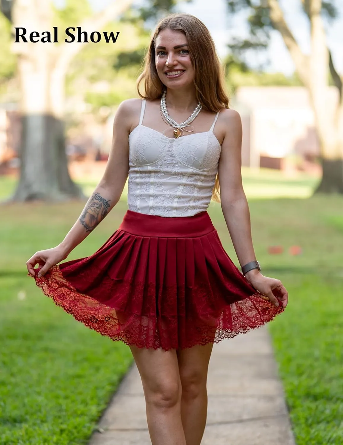 Avidlove Womens Pleated Skirt Lace Mini Skirts Sexy High Waist Short Going Out Skirt