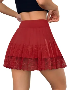 Avidlove Womens Pleated Skirt Lace Mini Skirts Sexy High Waist Short Going Out Skirt
