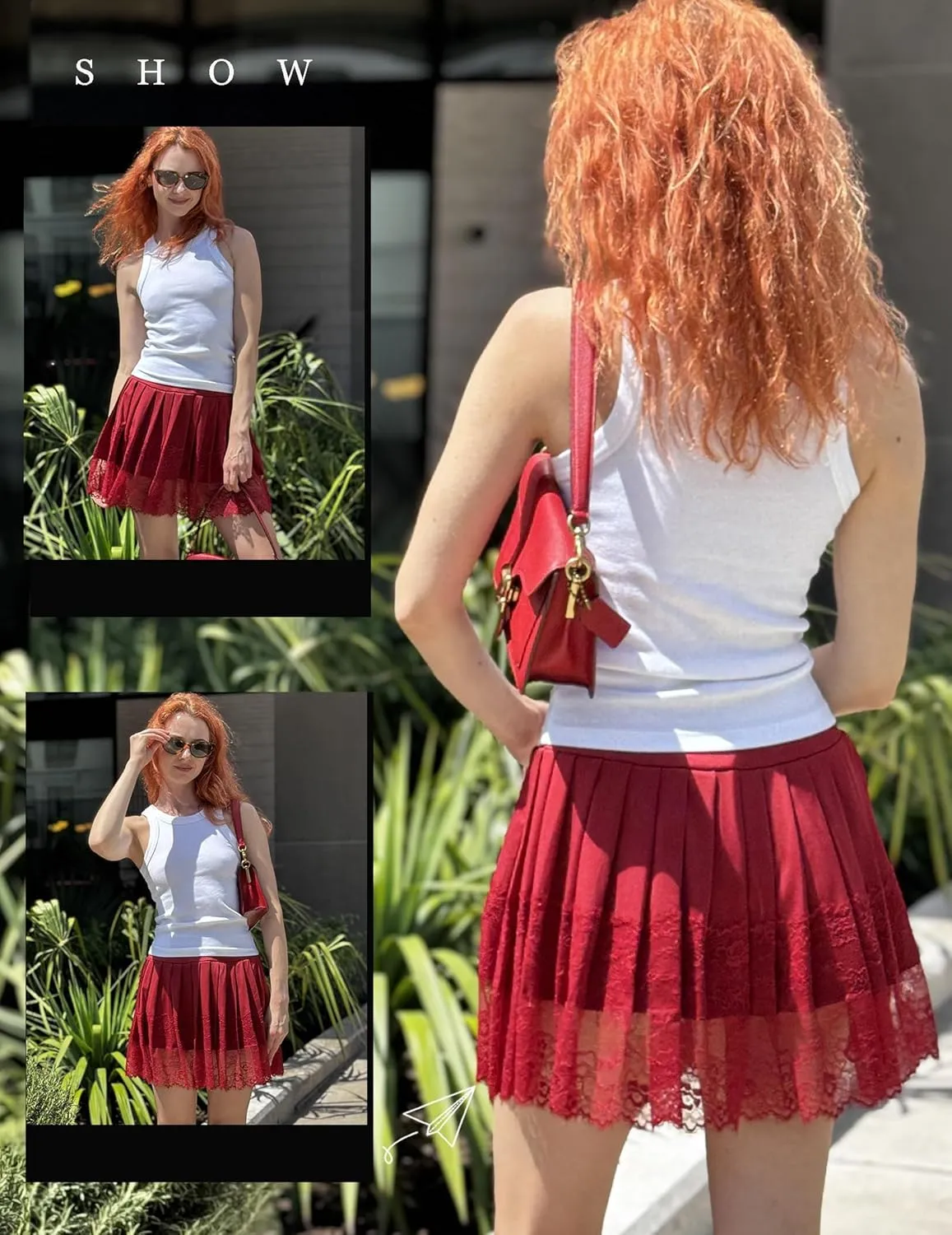 Avidlove Womens Pleated Skirt Lace Mini Skirts Sexy High Waist Short Going Out Skirt