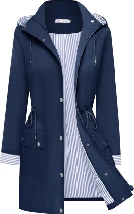 BBX Lephsnt Rain Coats for Women Waterproof Rain Jacket Lightweight Windbreaker Outdoor Hooded Trench Coat BBX Lephsnt Rain Coats for Women Waterproof Rain Jacket Lightweight Windbreaker Outdoor Hooded Trench Coat