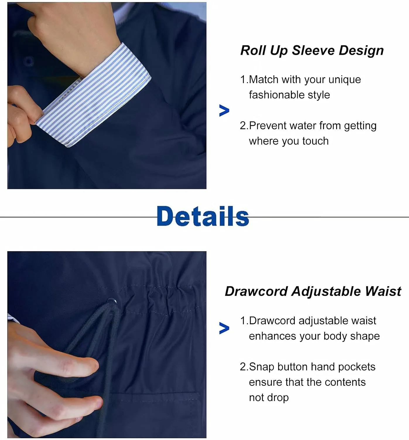 BBX Lephsnt Rain Coats for Women Waterproof Rain Jacket Lightweight Windbreaker Outdoor Hooded Trench Coat