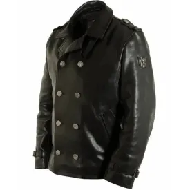 Black Leather Pea Coat – Stylish & Timeless