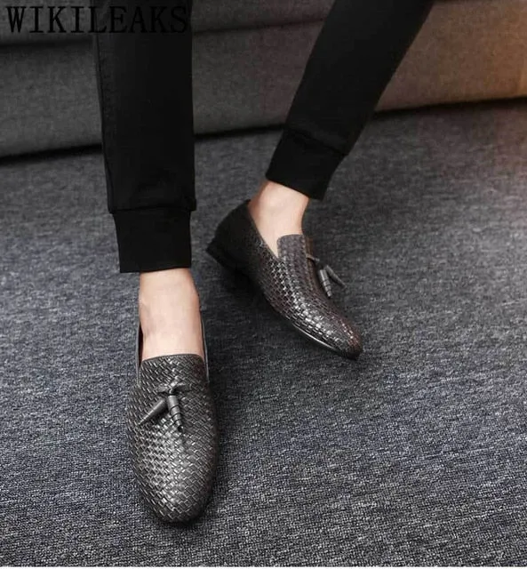 British Shoes Men Formal Loafers Men Office Shoes Coiffeur Leather Shoes Men Classic Black Wedding Dress Sepatu Slip On Pria