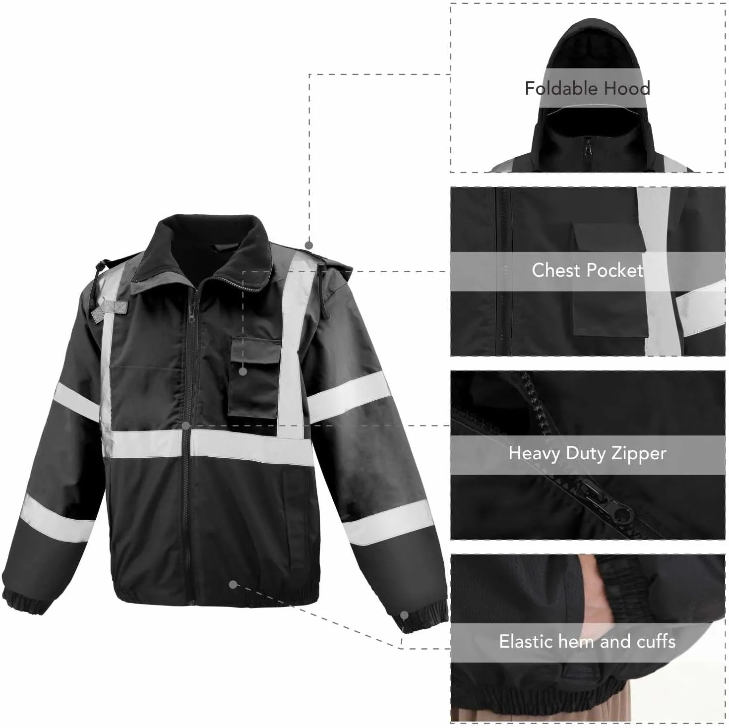 caparazon Class4 High Visibility Weatherproof Bomber Jacket with Quilted Built-in Liner