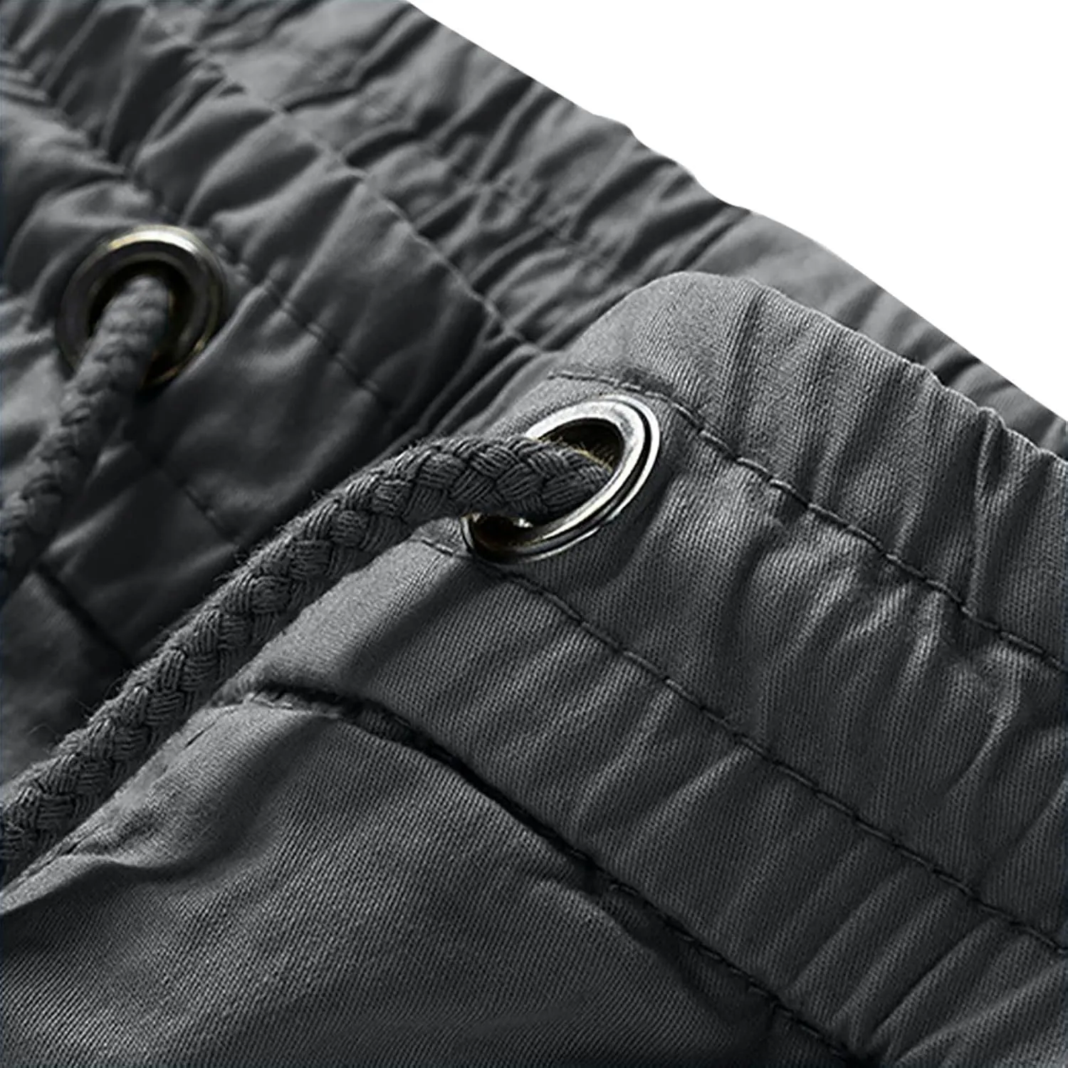 Casual Cargo Pants for Men Drawstring Elastic Waist Athletic Tapered Pants Outdoor Sports Joggers with Multi Pockets