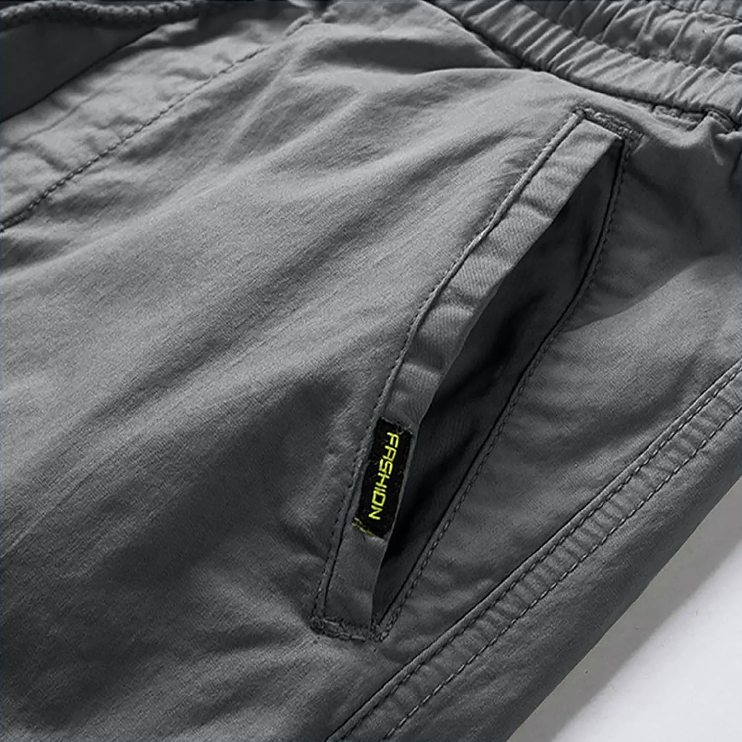 Casual Cargo Pants for Men Drawstring Elastic Waist Athletic Tapered Pants Outdoor Sports Joggers with Multi Pockets