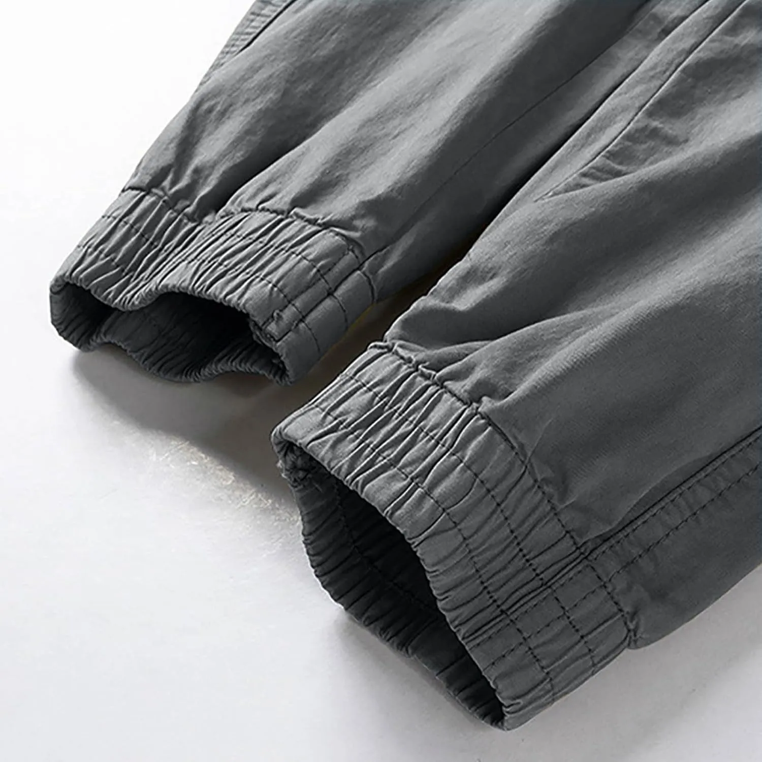 Casual Cargo Pants for Men Drawstring Elastic Waist Athletic Tapered Pants Outdoor Sports Joggers with Multi Pockets
