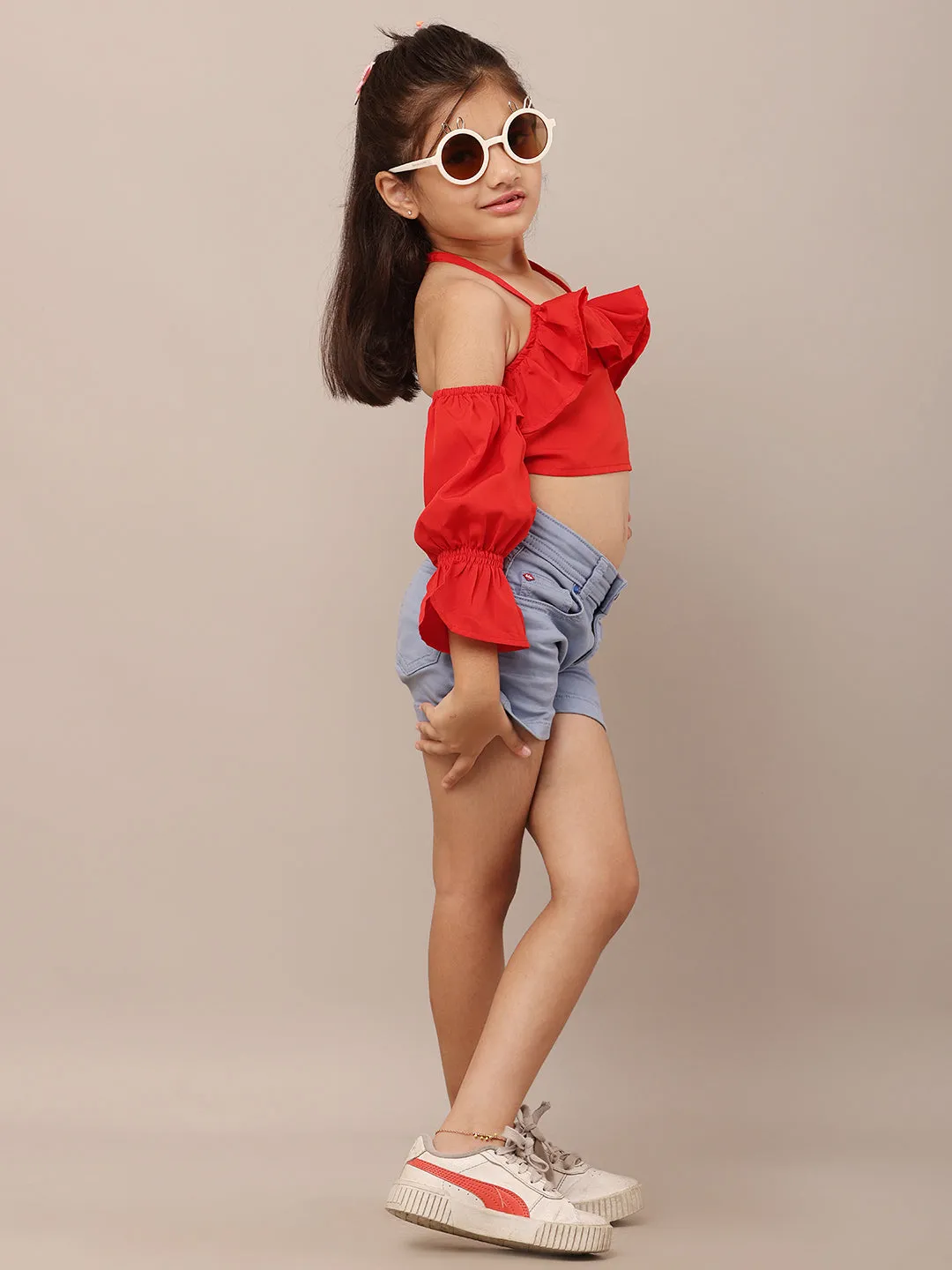 Chic Knots: Stylish Tie-Up Girl's Top
