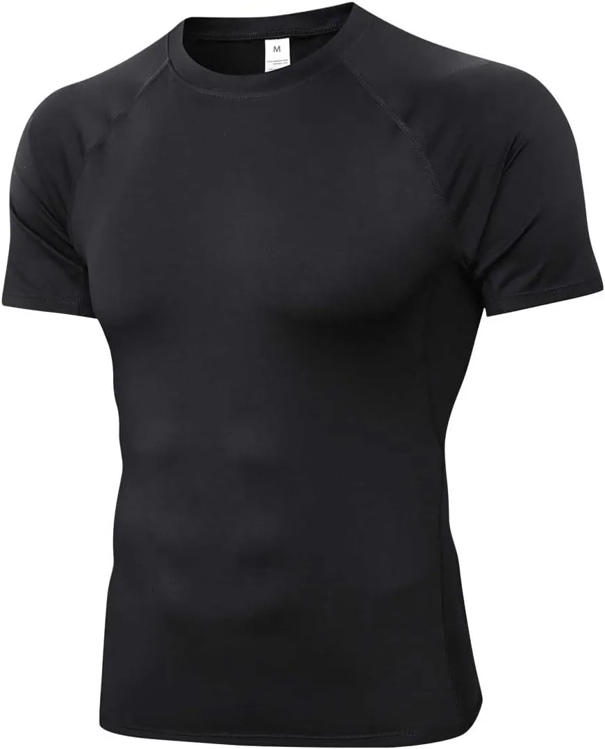 Compression Shirt Men Short Sleeve Cool Dry Workout Gym T-Shirt Breathable Athletic Sports Undershirts Running Tops