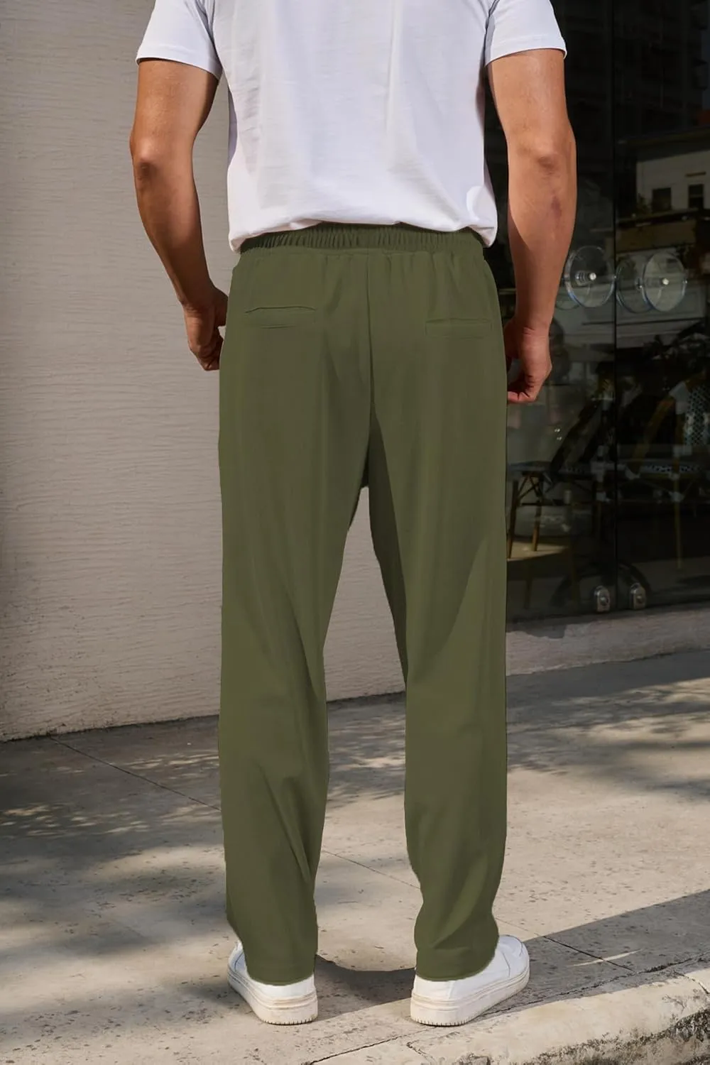 COOFANDY Men's Casual Pants Waffle Knit Yoga Pants Lightweight Sweatpants Open Bottom Lounge Trousers