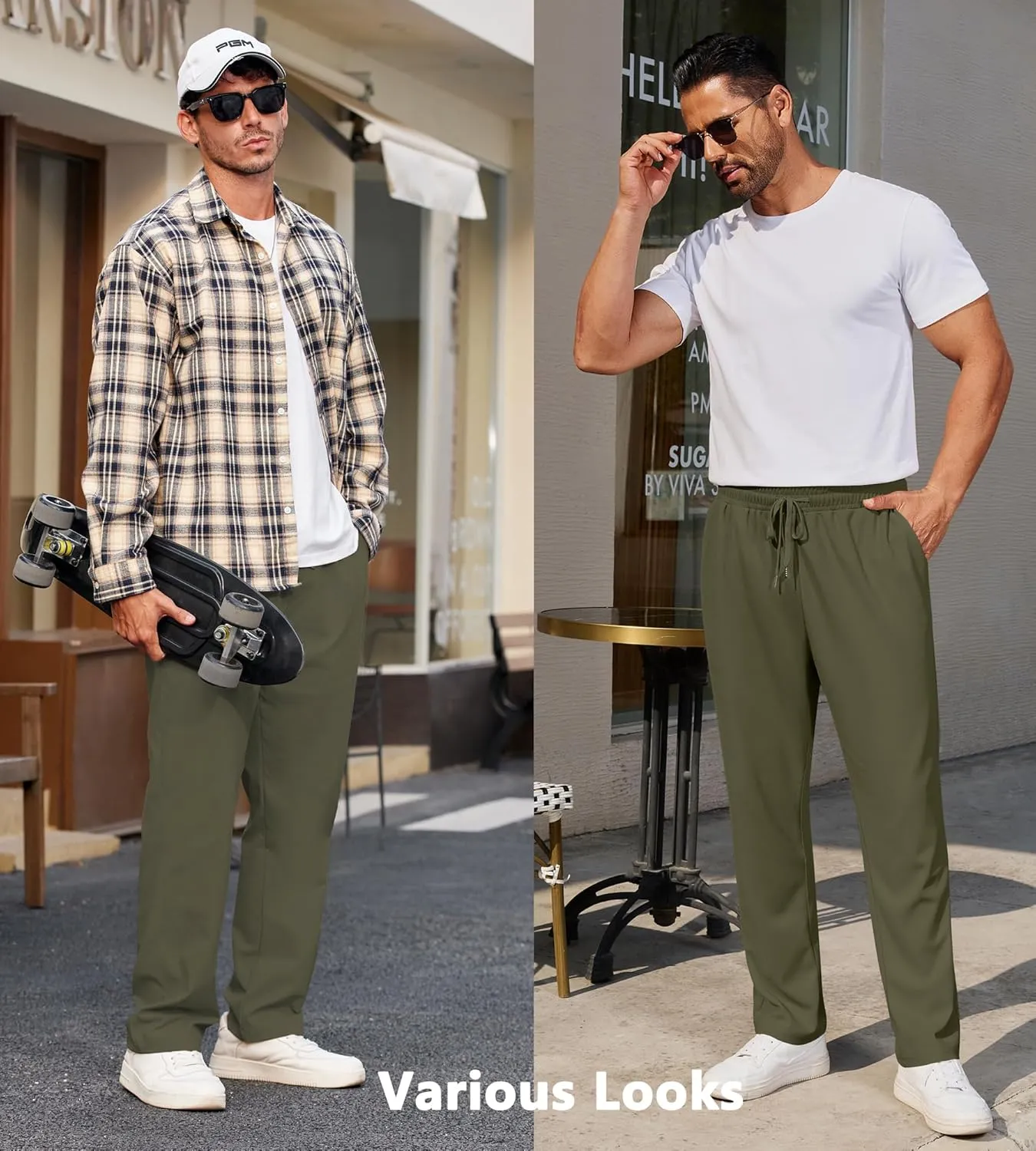 COOFANDY Men's Casual Pants Waffle Knit Yoga Pants Lightweight Sweatpants Open Bottom Lounge Trousers