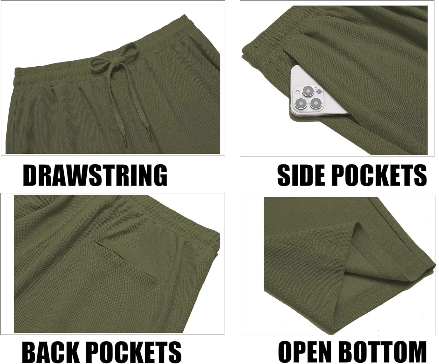 COOFANDY Men's Casual Pants Waffle Knit Yoga Pants Lightweight Sweatpants Open Bottom Lounge Trousers