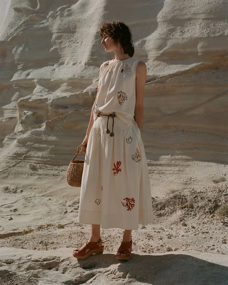 Coral Embroidered Set