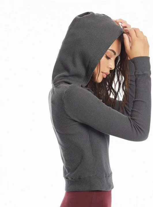 Crop Thermal Lace Up Hoodie