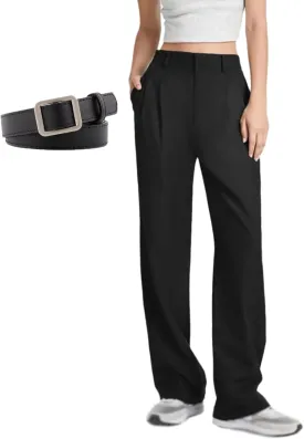 Daisy Grace Wide Leg Trousers, Daisy Grace Trousers Igh Elastic Black Wide-Leg Tailored Business Casual Pants