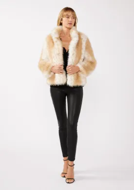 Dotted Stripe Faux Fur Jacket