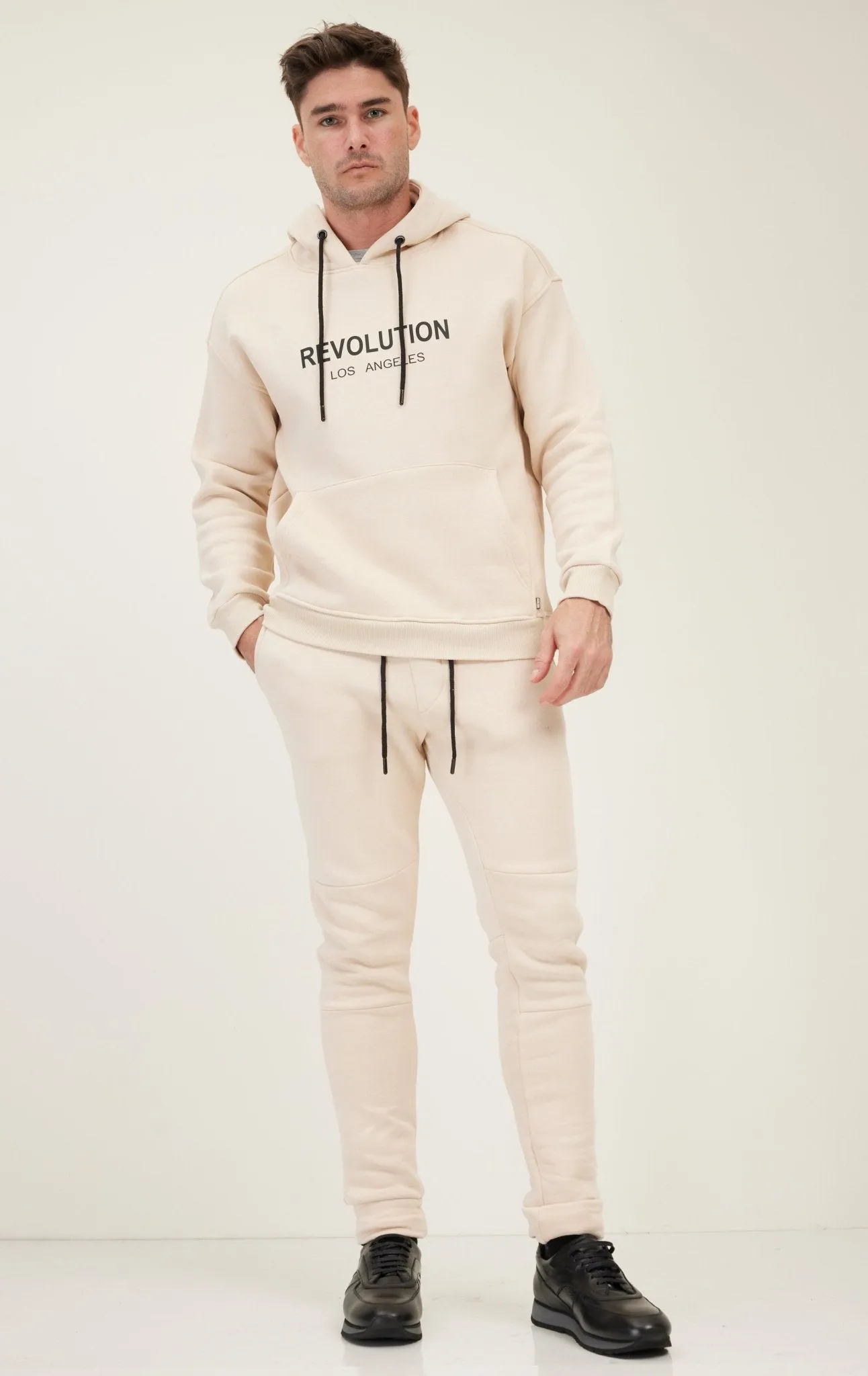 Fitted Drawstring Sweatpants - Stone