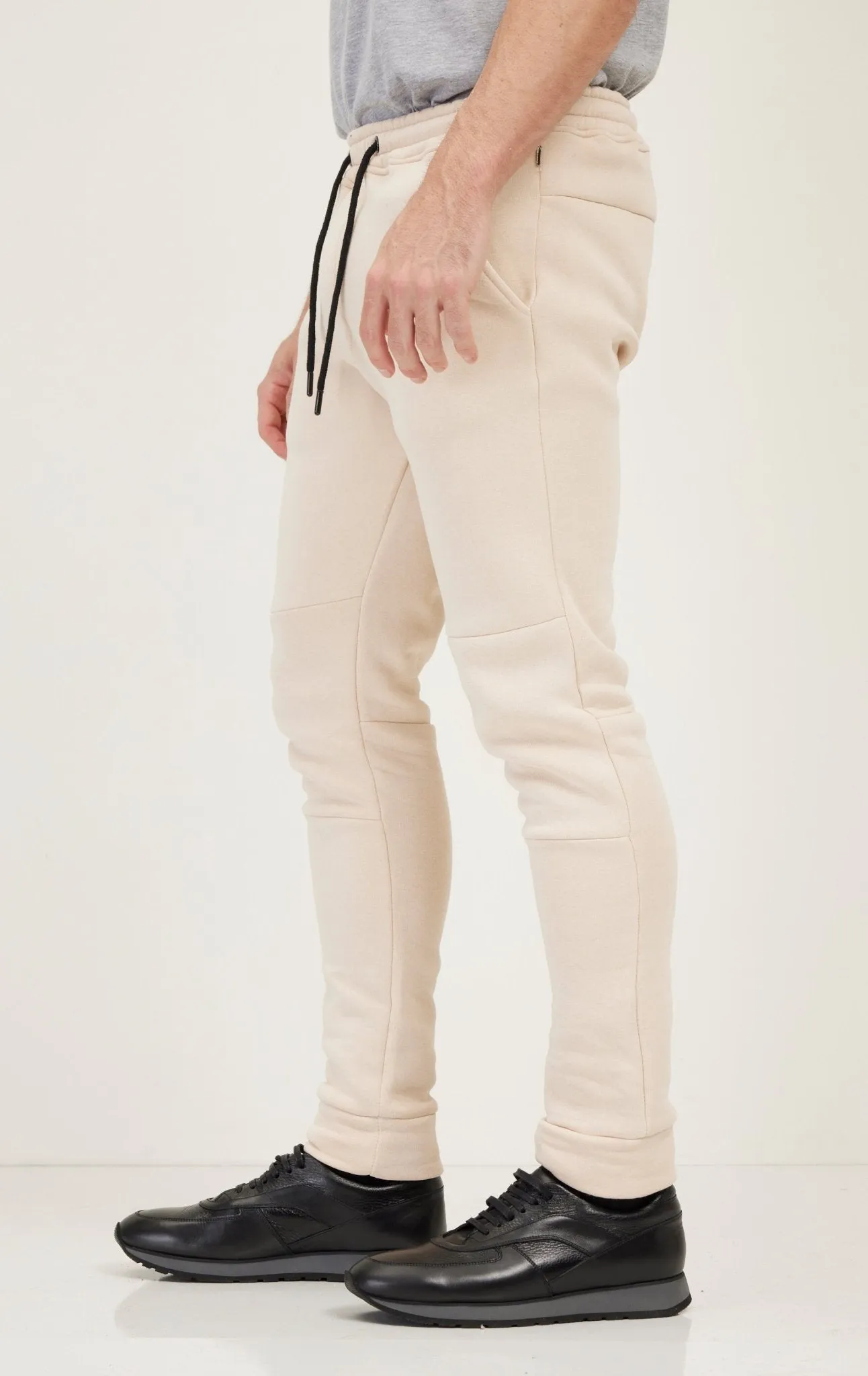Fitted Drawstring Sweatpants - Stone