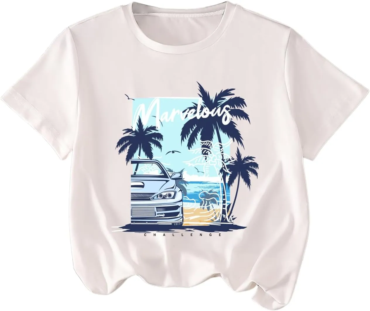 Girl's Heart Print Drop Shoulder T Shirt Casual Short Sleeve Crew Neck Graphic Tee Tops