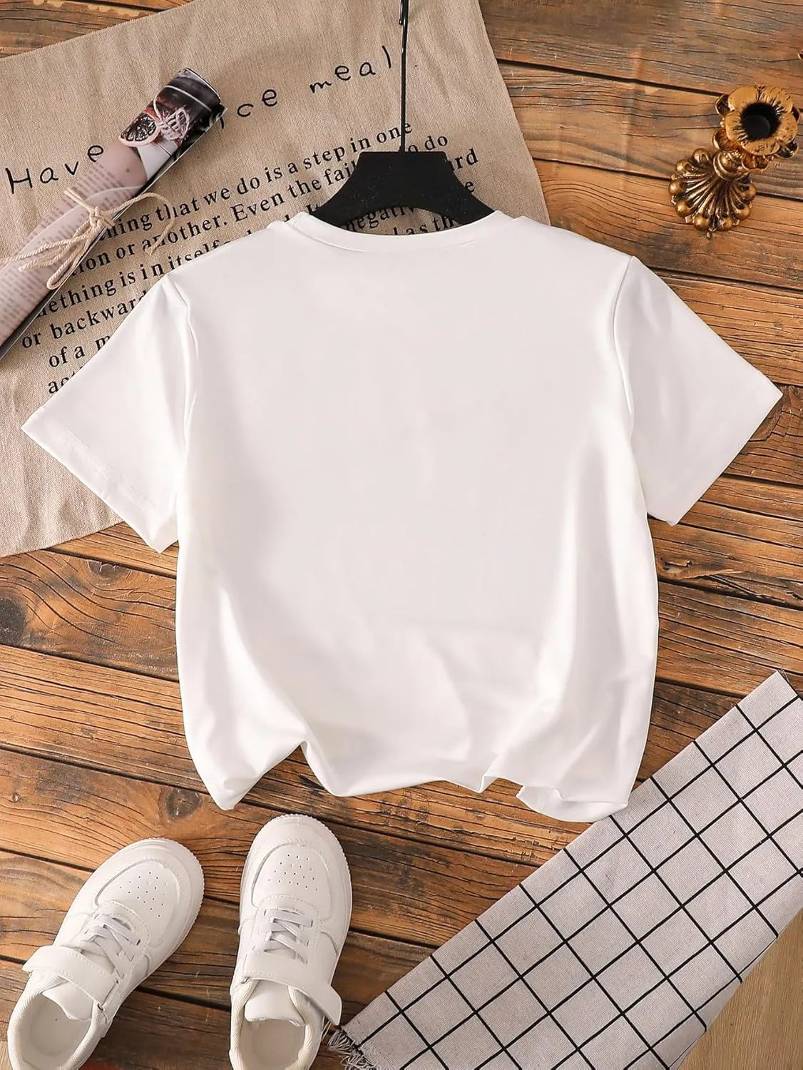 Girl's Heart Print Drop Shoulder T Shirt Casual Short Sleeve Crew Neck Graphic Tee Tops