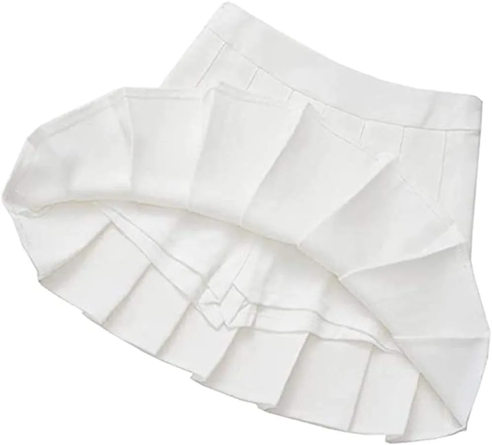 Girls Women High Waisted Pleated Skirt Plain Plaid A-line Mini Skirt Skater Tennis School Uniform Skirts Lining Shorts