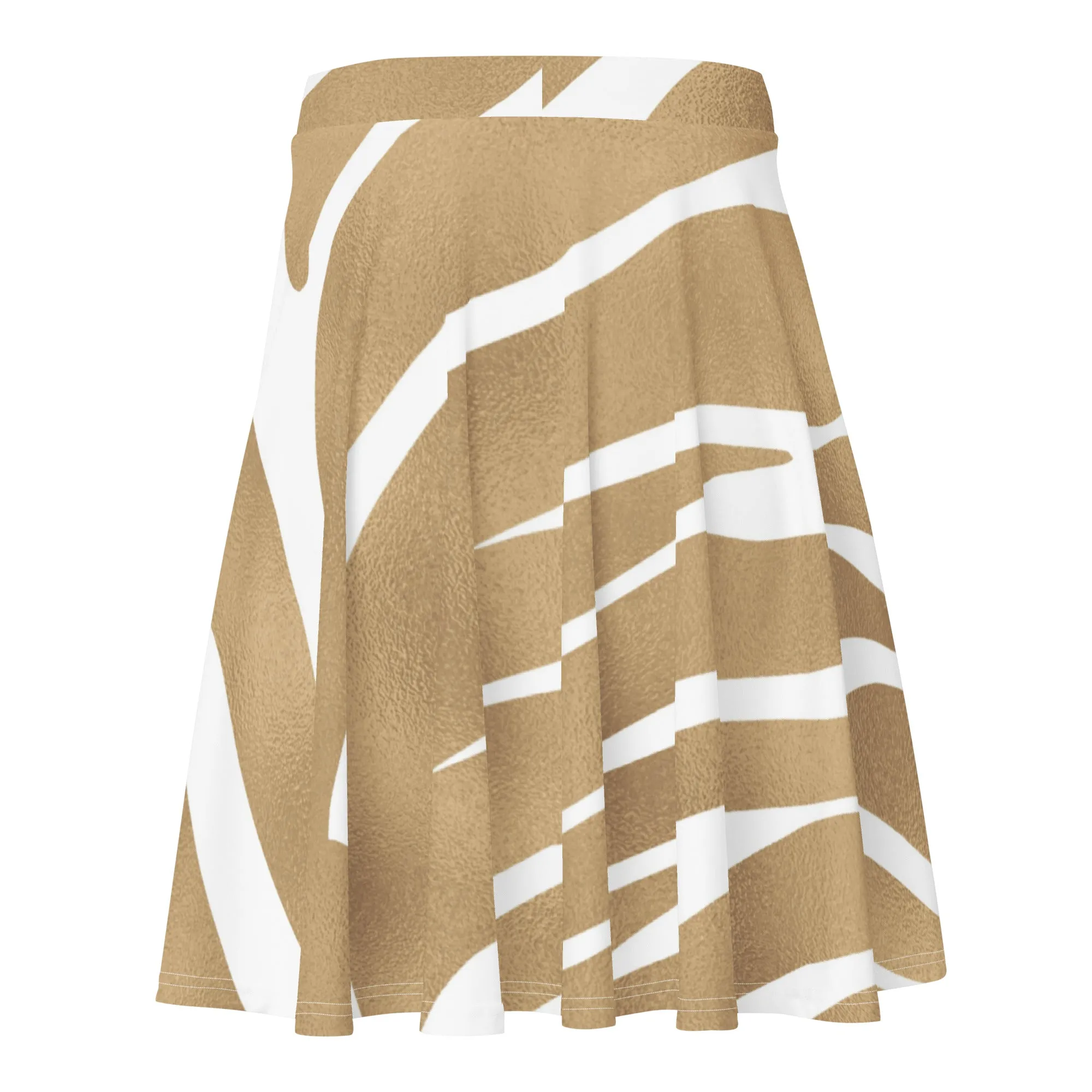 Gold & White Chic Print Skirt for Ladies, lioness-love