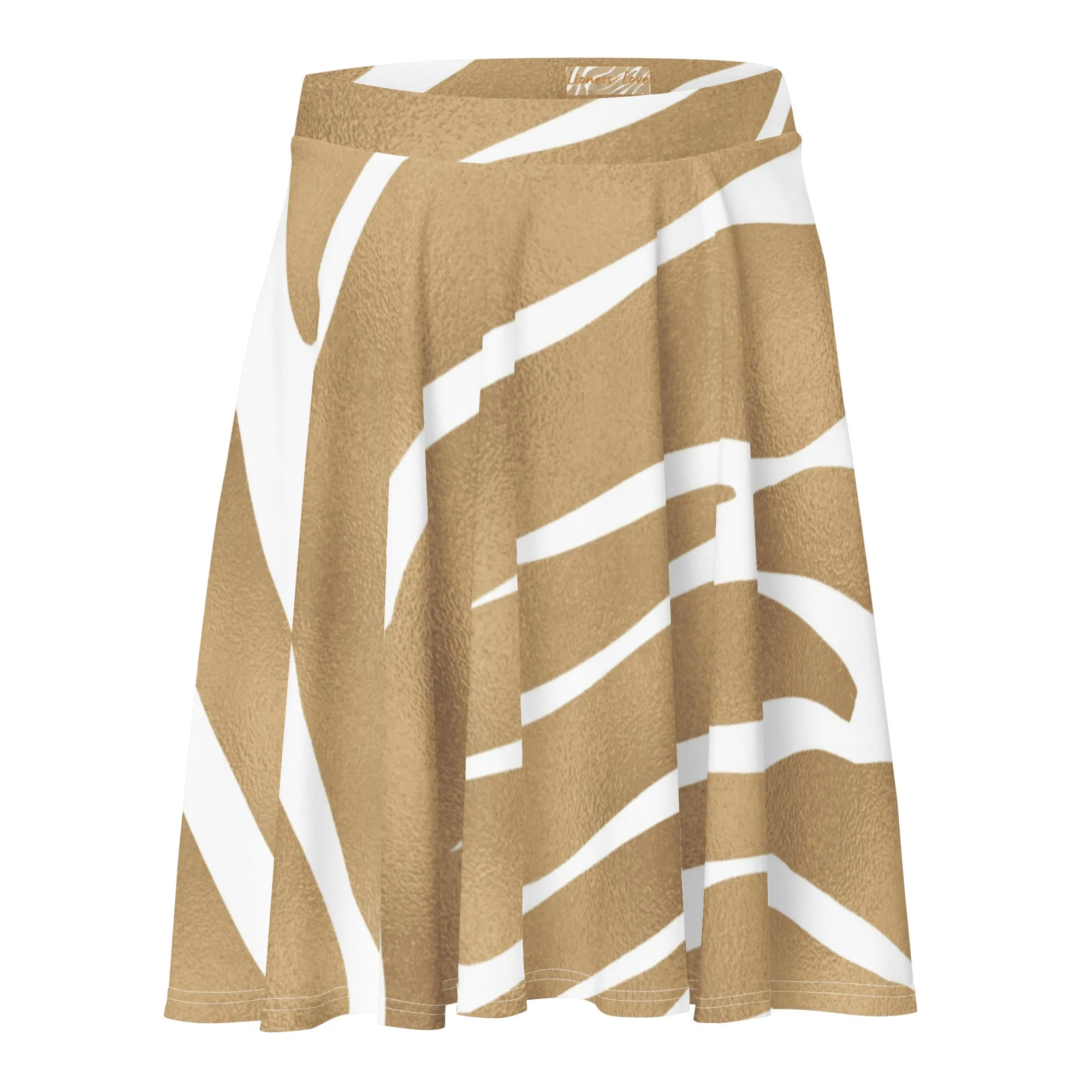 Gold & White Chic Print Skirt for Ladies, lioness-love