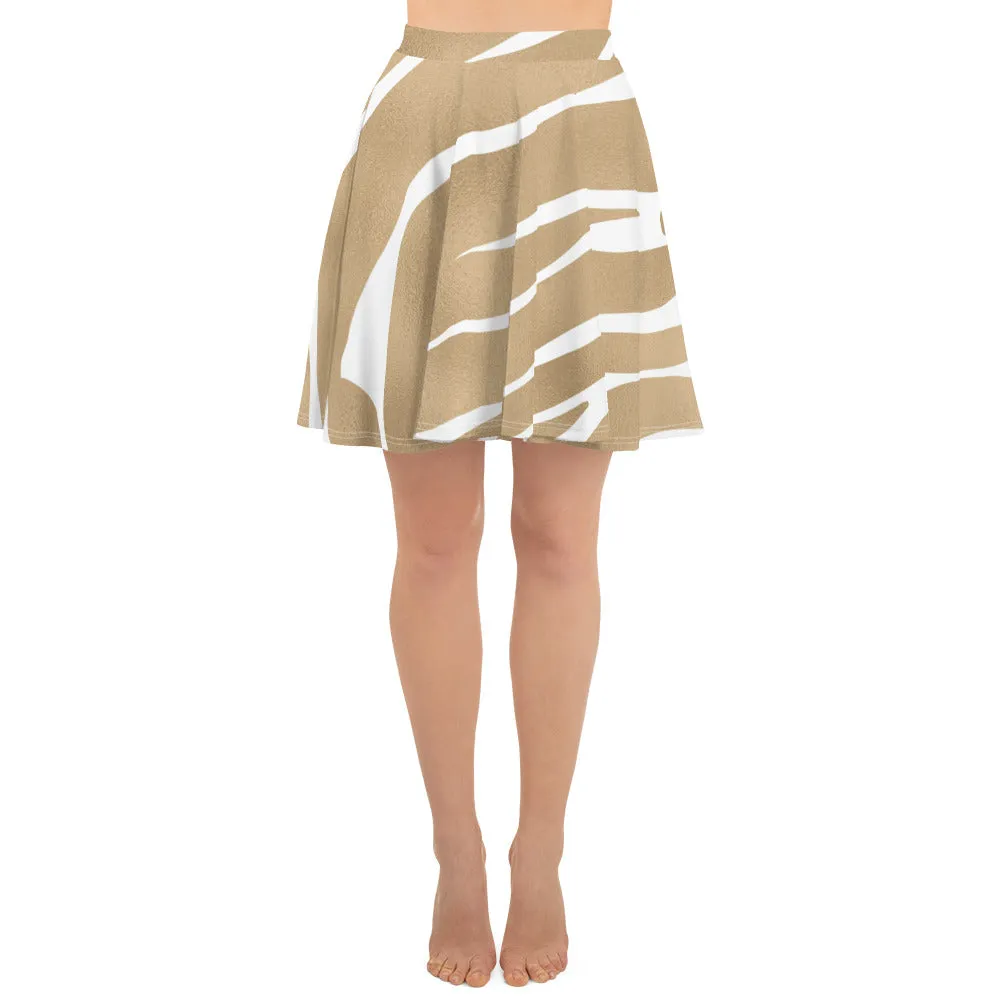 Gold & White Chic Print Skirt for Ladies, lioness-love