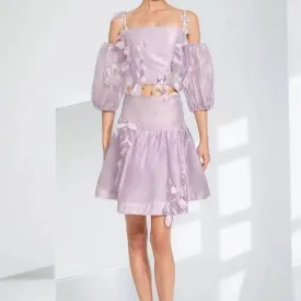 Gwen Spaghetti Strap Floral Embellished Skirt Set