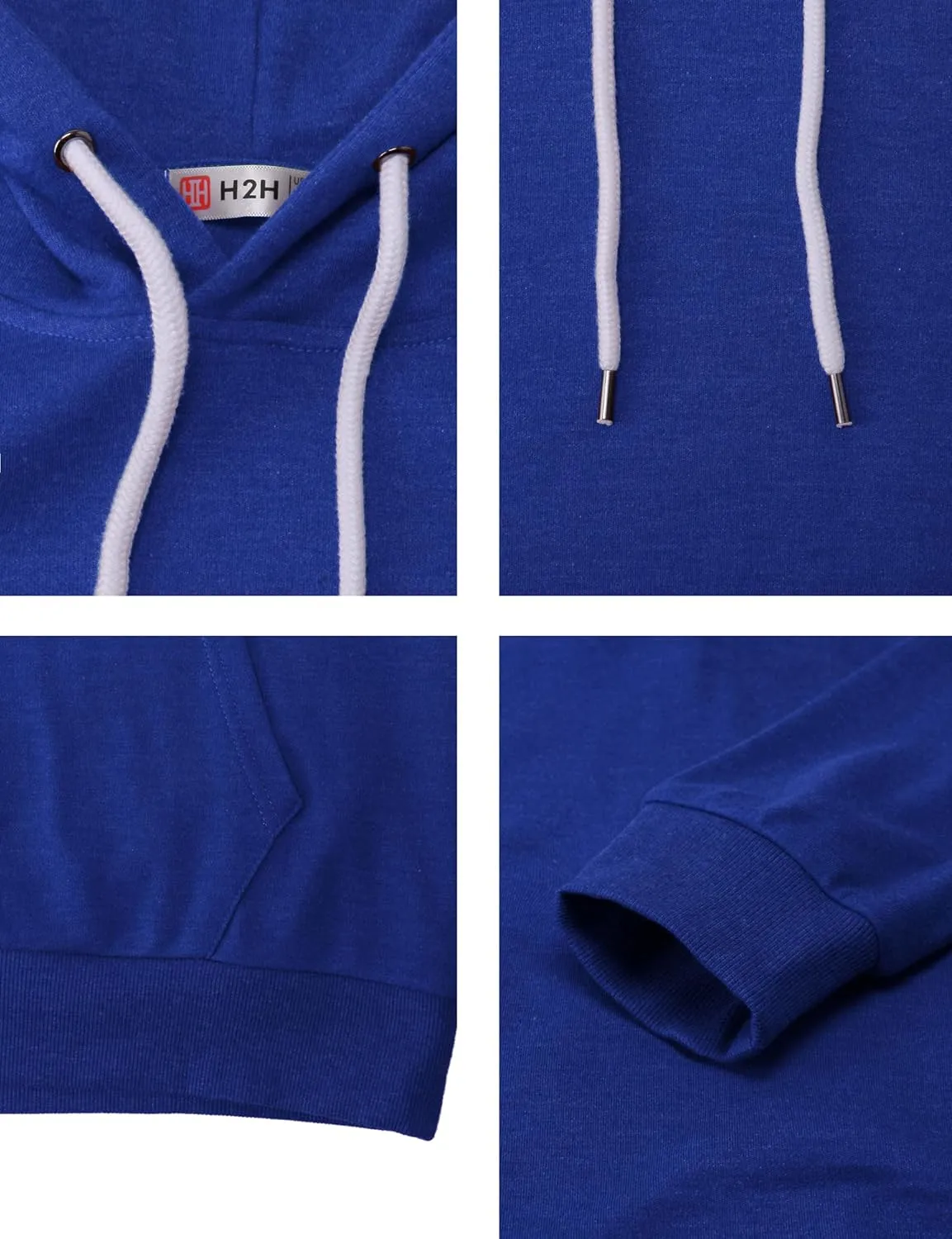 H2H Men's Pullover Hoodie Lightweight Long Sleeve with Kangaroo Pocket Slim Fit Basic Casual Sweatshirt