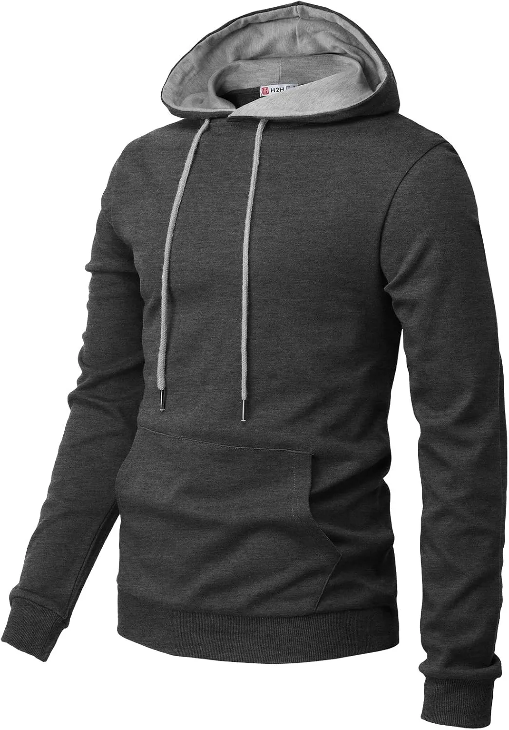 H2H Men's Pullover Hoodie Lightweight Long Sleeve with Kangaroo Pocket Slim Fit Basic Casual Sweatshirt