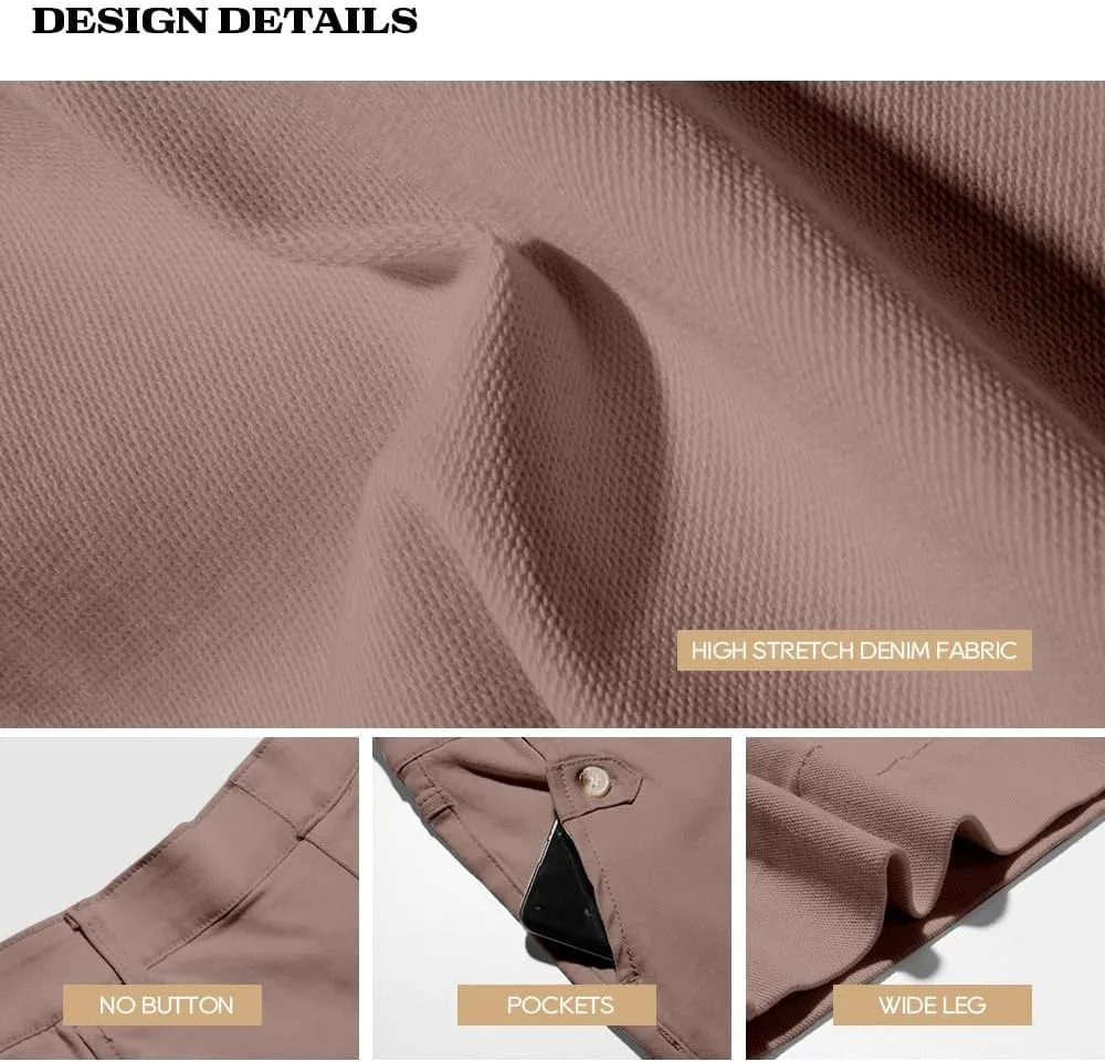 HBQ Womens Jeans Baggy Stretchy Pull On High Waisted Denim Wide Leg Trouser Pants Trendy