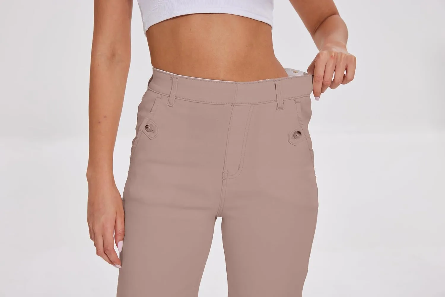 HBQ Womens Jeans Baggy Stretchy Pull On High Waisted Denim Wide Leg Trouser Pants Trendy