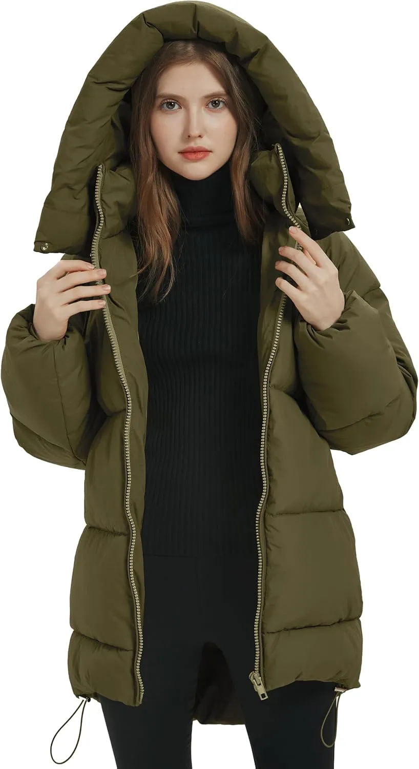 Kissonic Women's Warm Winter Coat Hooded Puffer Jacket Full Zip Long Puffer Coat with Pockets