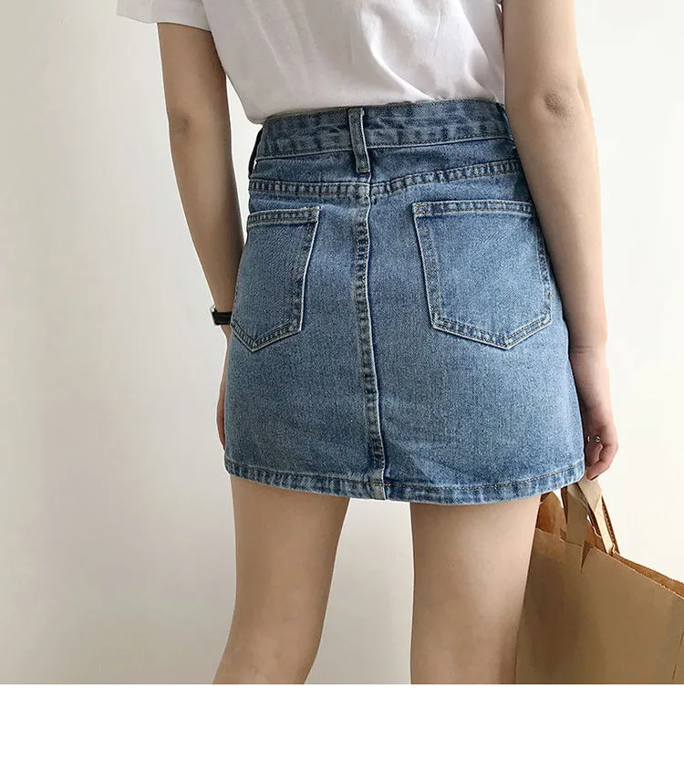 Luexco Women's Prim Chic Denim Mini Skirt