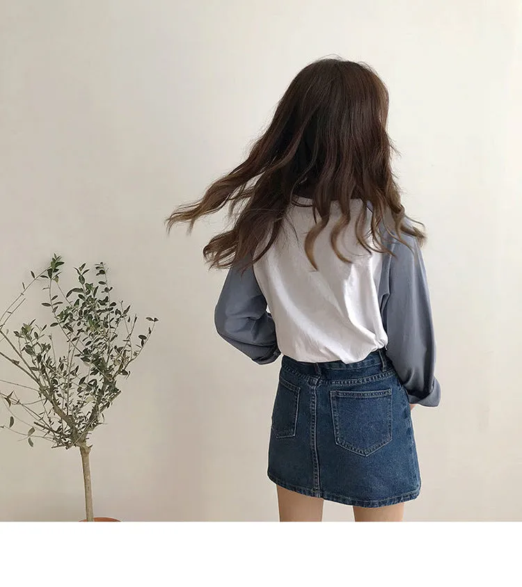 Luexco Women's Prim Chic Denim Mini Skirt