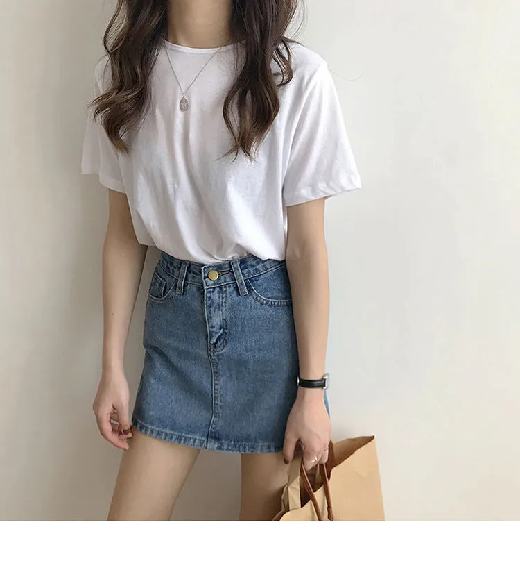 Luexco Women's Prim Chic Denim Mini Skirt