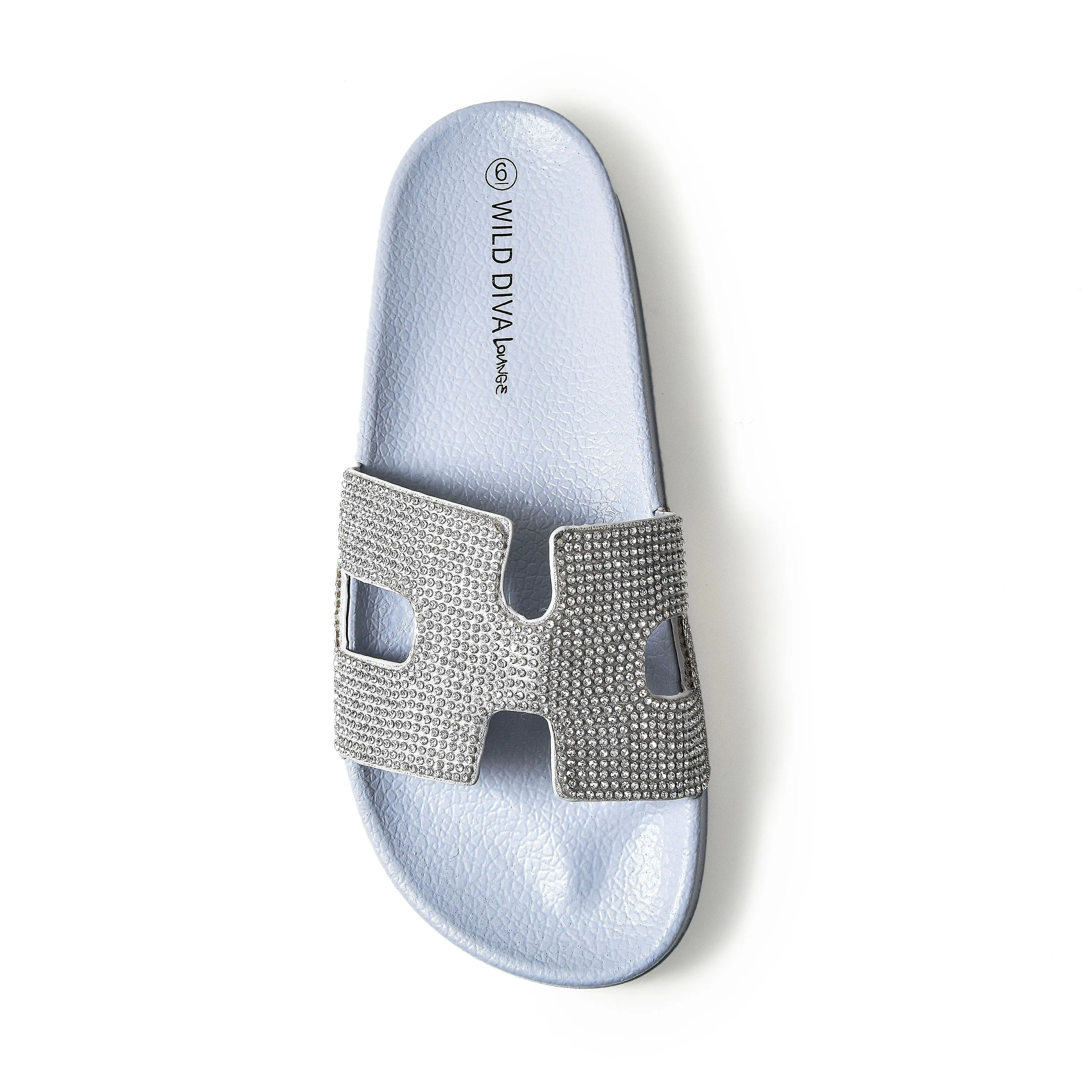 MATTY-223A Cutout Rhinestone Slip On Slide Sandals