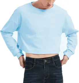 Men's Cropped Cut-Off Hoodie Solid Color Long Sleeves Drawstring Casual Sweatshirts Crop Tops Men's Cropped Cut-Off Hoodie Solid Color Long Sleeves Drawstring Casual Sweatshirts Crop Tops