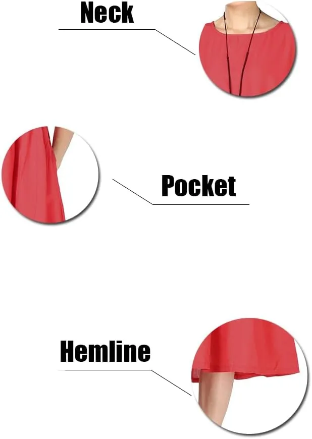 Minibee Women's Linen Tunic Summer Dress Casual Midi Dresses with Pockets