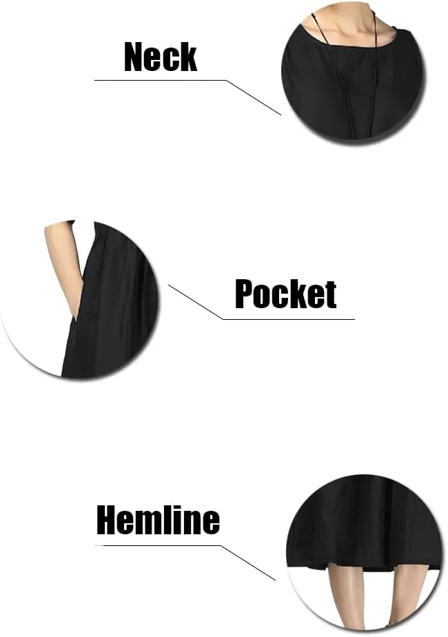 Minibee Women's Linen Tunic Summer Dress Casual Midi Dresses with Pockets