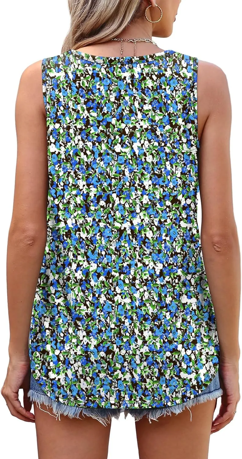 OFEEFAN Womens Tank Tops Loose Fit Scoop Neck Casual Summer Tops Curvy Hem