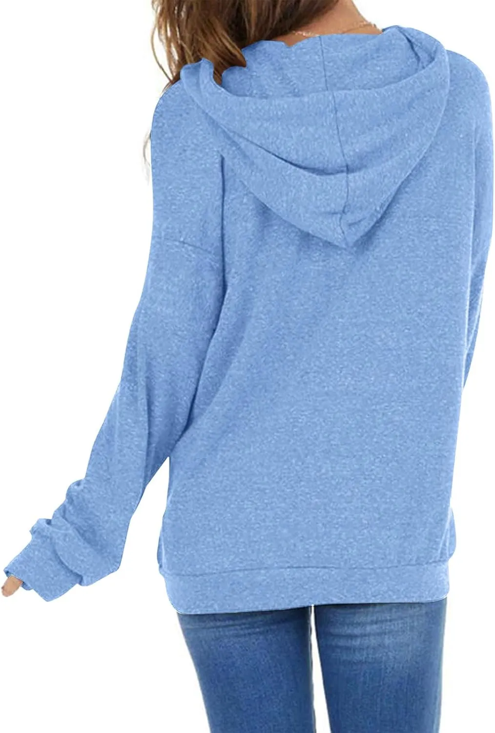 PGANDS Women's Long Sleeve Drawstring Hoodies Sweatshirt Casual Loose Lightweight Pullover Tops with Pocket