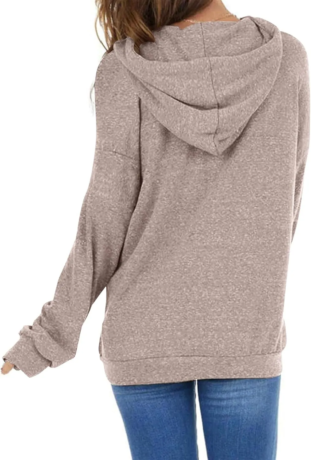PGANDS Women's Long Sleeve Drawstring Hoodies Sweatshirt Casual Loose Lightweight Pullover Tops with Pocket