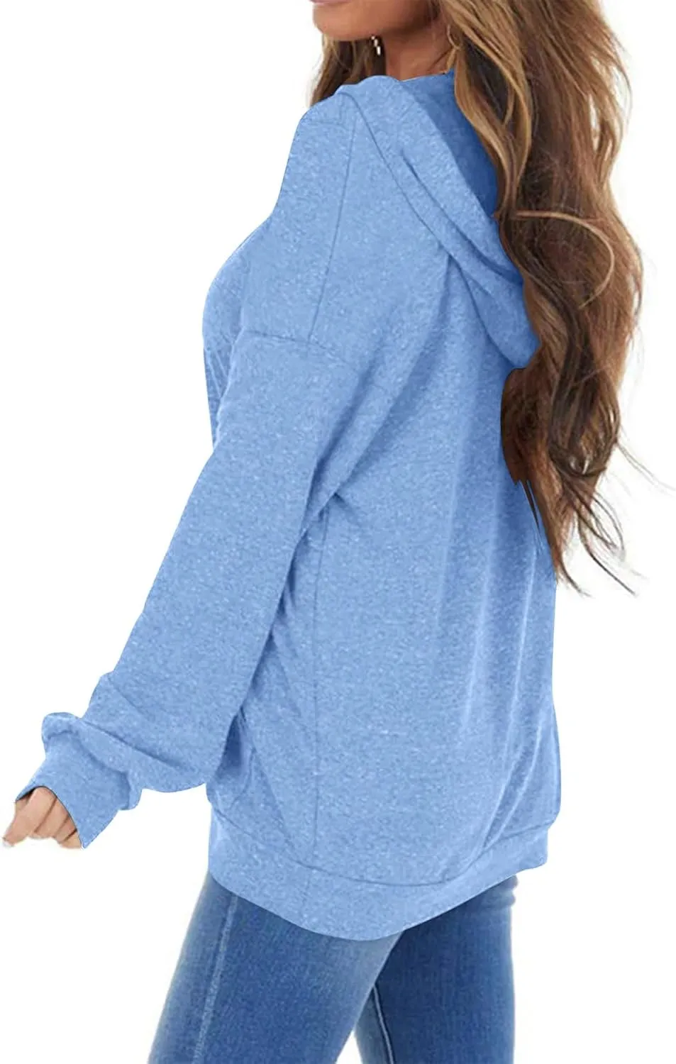 PGANDS Women's Long Sleeve Drawstring Hoodies Sweatshirt Casual Loose Lightweight Pullover Tops with Pocket