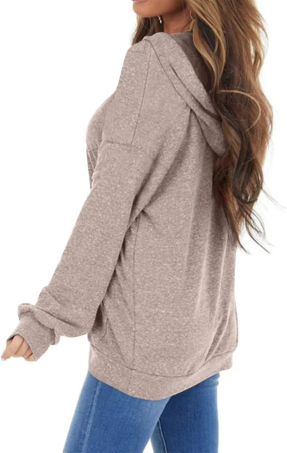 PGANDS Women's Long Sleeve Drawstring Hoodies Sweatshirt Casual Loose Lightweight Pullover Tops with Pocket