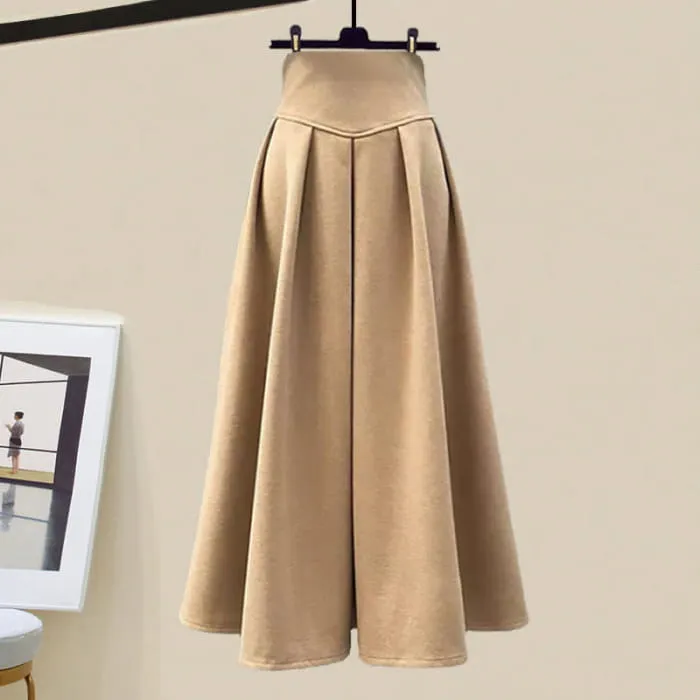 Plaid Print Short Blazer Pure Color Skirt